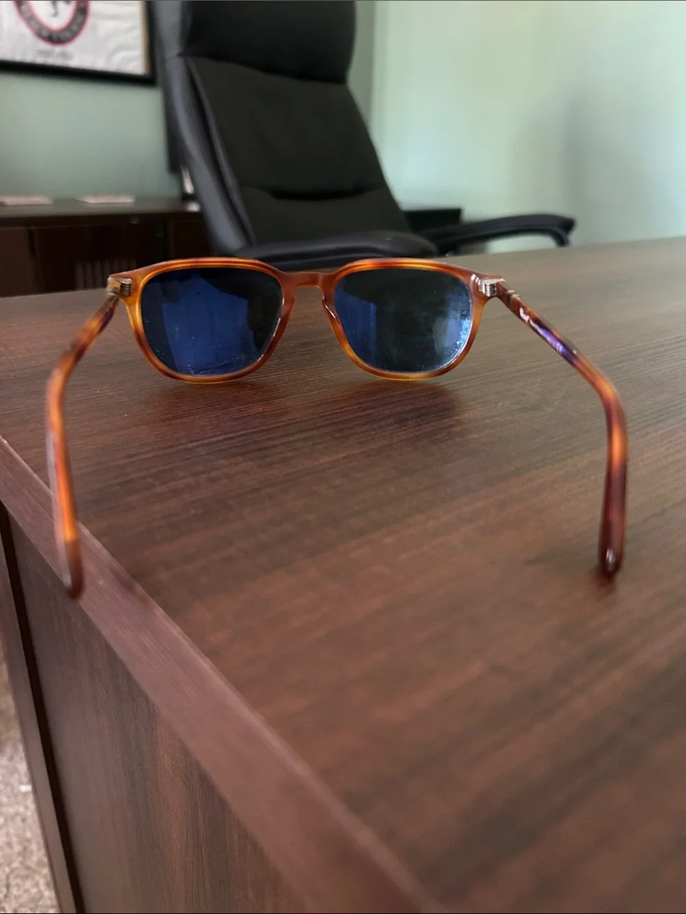 Persol Mens Sunglasses - Tortoiseshell Brown Frame, Black Lenses